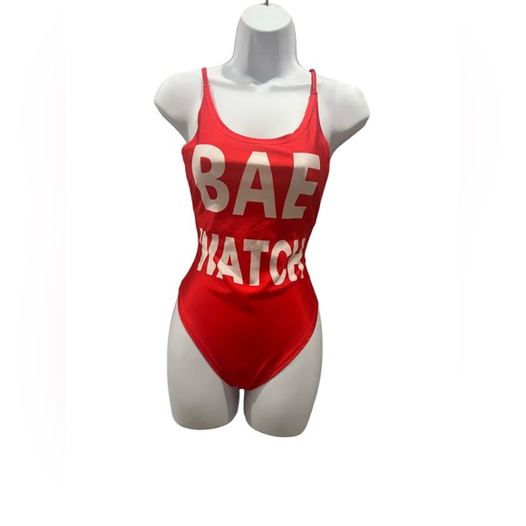 Women Red “Bae Watch” Swimsuit. Size Large. Good Condition. - Picture 2 of 9